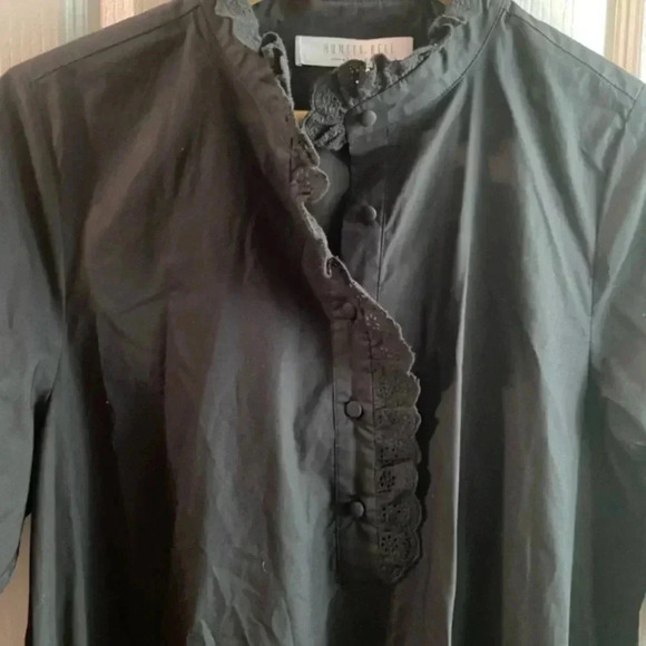 Hunter Bell Black Lace Trim Mock Neck Mini Dress - Picture 4 of 7